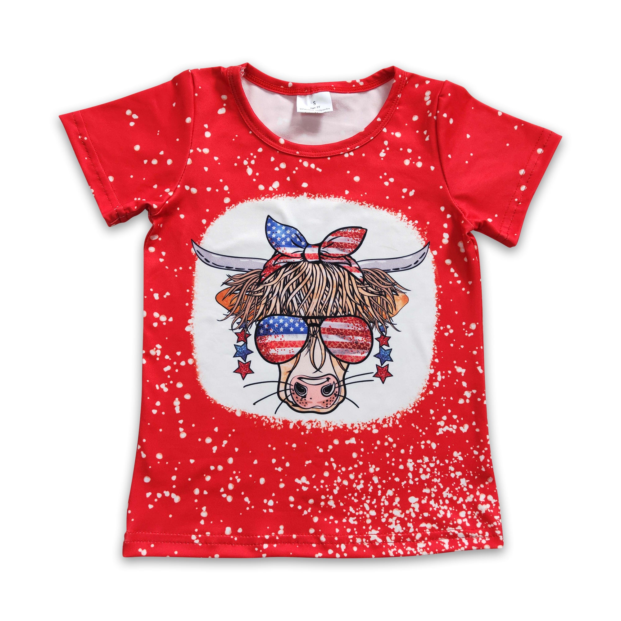 GT0114 baby girl clothes cow july 4th patriotic summer tshirt