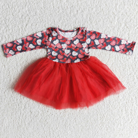 6 A26-19 baby girl clothes red heart tulle valentins day dress-promotion 2023.12.23