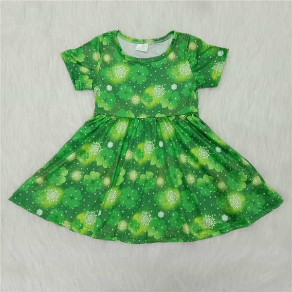 girl clothes green short sleeve St. Patrick day dress