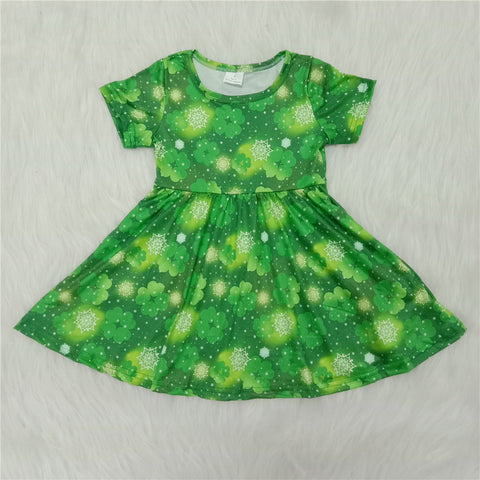 A8-10 girl clothes green short sleeve St. Patrick day dress-promotion 2024.1.13