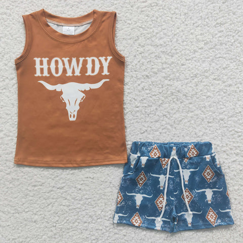 BSSO0207 baby boy clothes howdy summer shorts outfits
