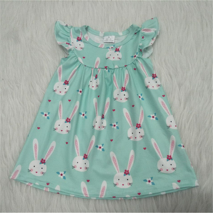 girl green flutter bunny rabbit easter dress