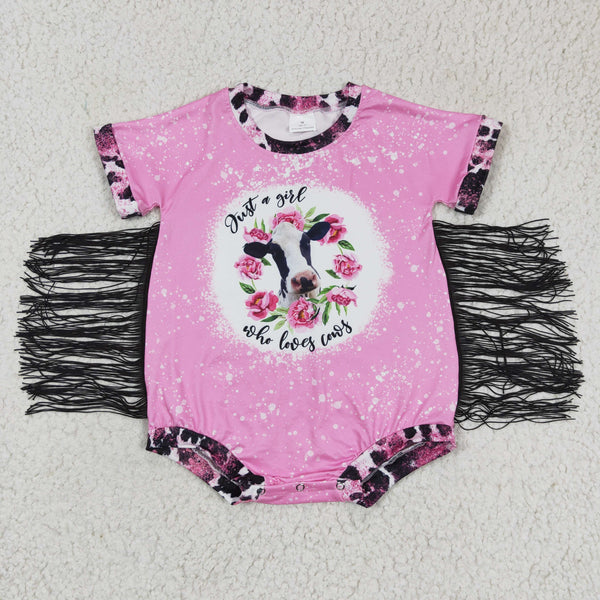 SR0105 baby girl clothes cow tassel summer bubble