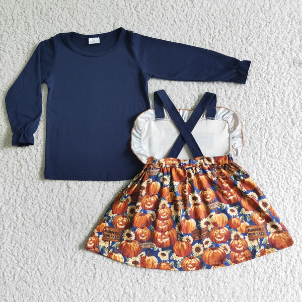 GLD0031 girl halloween shirt + tunic dress set