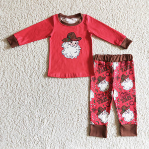 BLP0119 sleepwear santa claus red boy pajamas set
