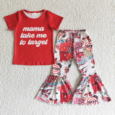 GSPO0006 kids clothes mama takes me to target short sleeve spring fall set