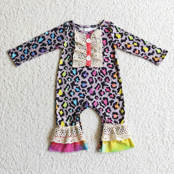 LR0215 baby girl clothes leopard winer romper