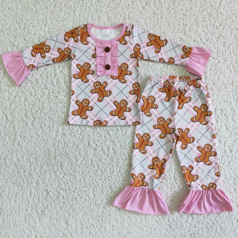 6 A1-27 girl pink winter long sleeve pajamas set-promotion 2023.11.18