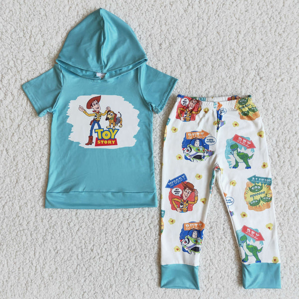 E7-30 baby boy clothes cartoon short sleeve hoodies fall spring set