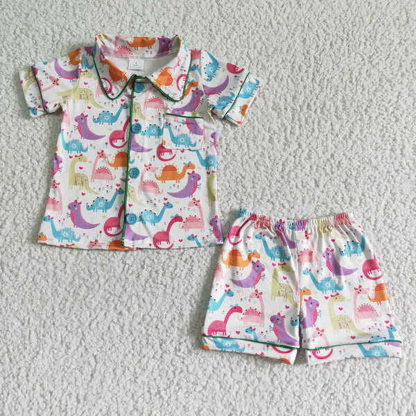BSSO0052 kids clothing dinosaur summer pajamas