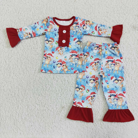 6 A15-4 toddler girl clothes girl christmas pajamas set