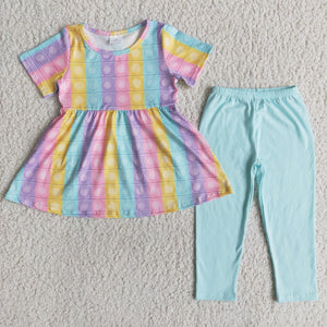 E6-2 girl colorful spring fall short sleeve set-promotion 2024.2.3