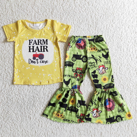 B12-28 farm yellow toddler girl clothes fall spring outfits-promotion 7.17