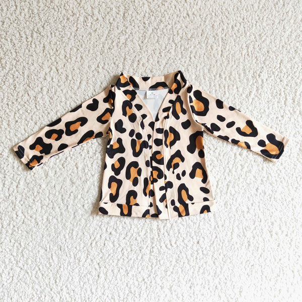 GT0038 baby girl clothes leopard coat long sleeve jacket