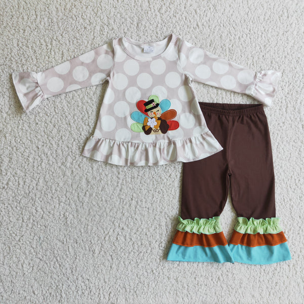 GLP0219 baby girll clothes thanksgiving outfits girl turkey set