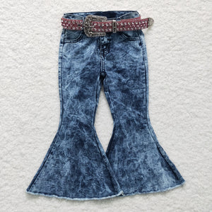 P0008 baby girl clothes blue denim pants bell bottom pant jeans 1