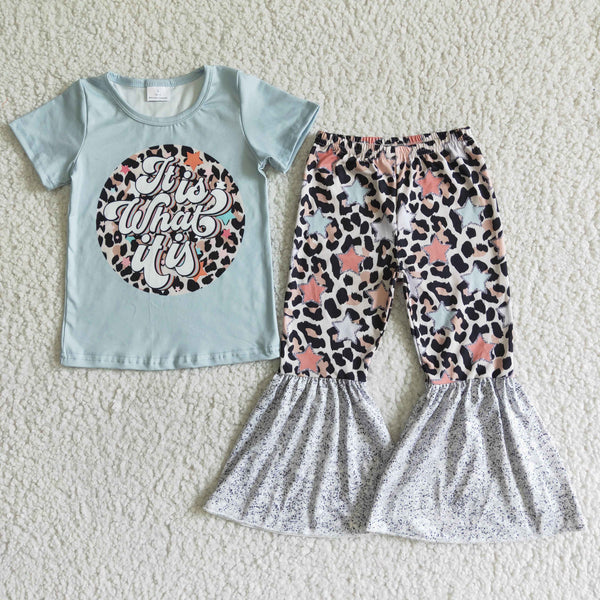 GSPO0002 girl clothes leopard star short sleeve fall spring set-promotion 2024.3.9 $5.5