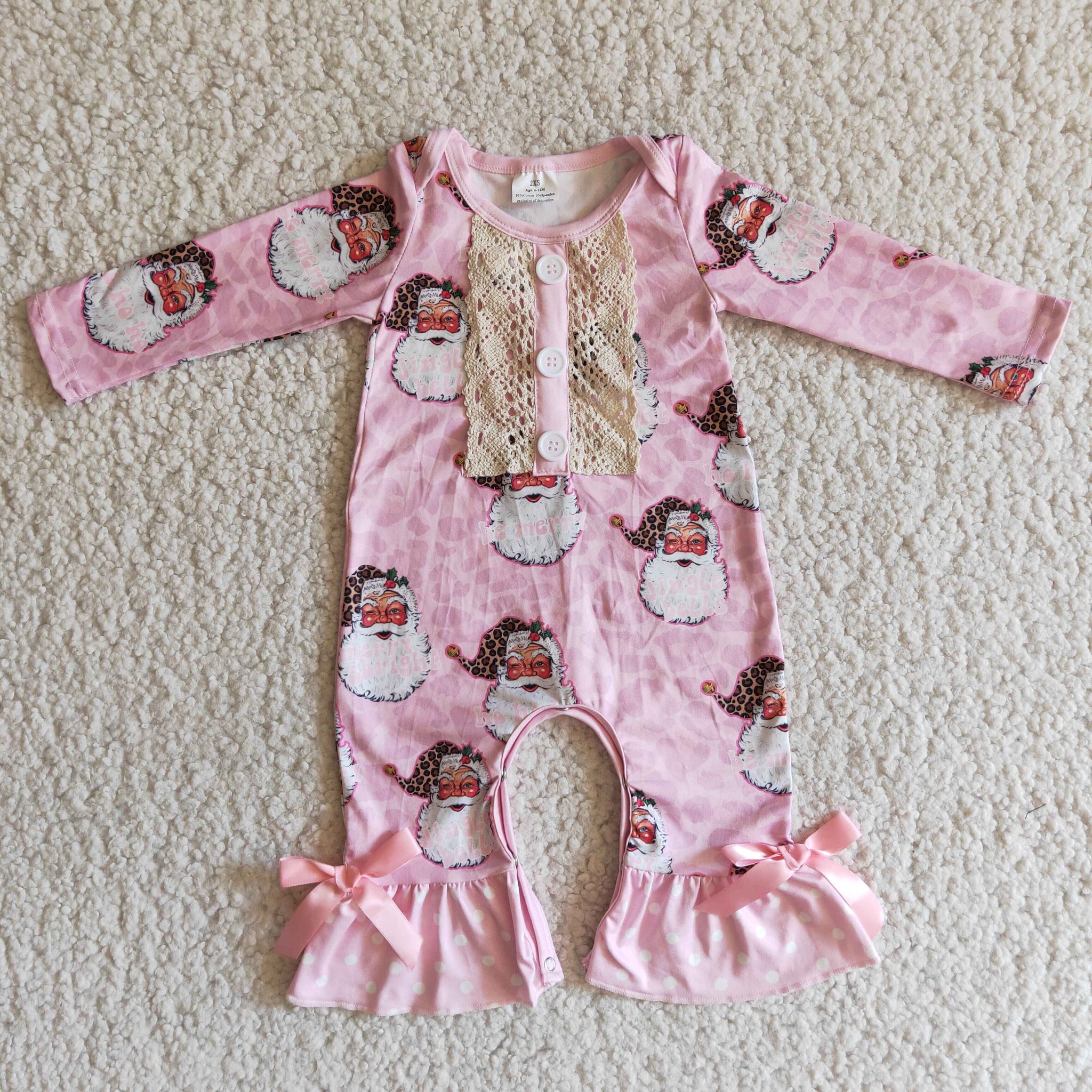 6 A7-5 pink santa claus christmas romper baby girl clothes-promotion 2023.11.25
