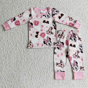 GLP0348 pink cartoonn pajamas clothes baby girl clothes