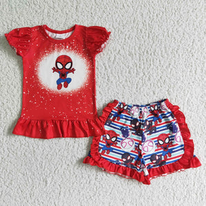 GSSO0124 toddler girl clothes red cartoon summer outfit