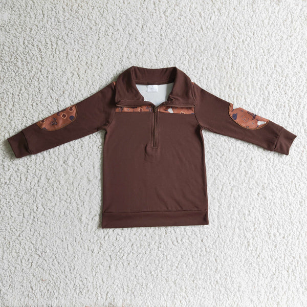 BT0111 baby boy clothes brown winter shirt