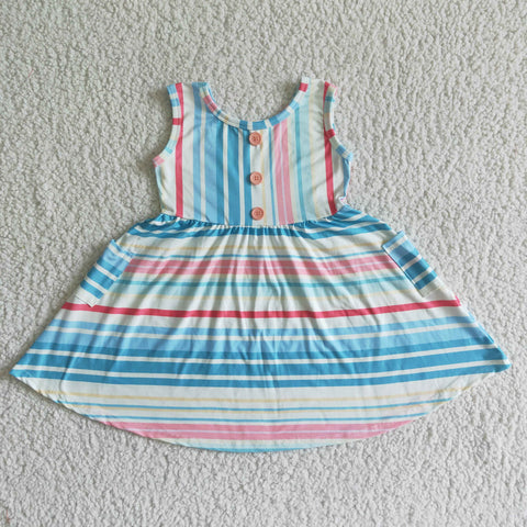 GSD0030 kids clothing colorful stripe sleeveless summer dress-promotion 2024.3.30 $5.5