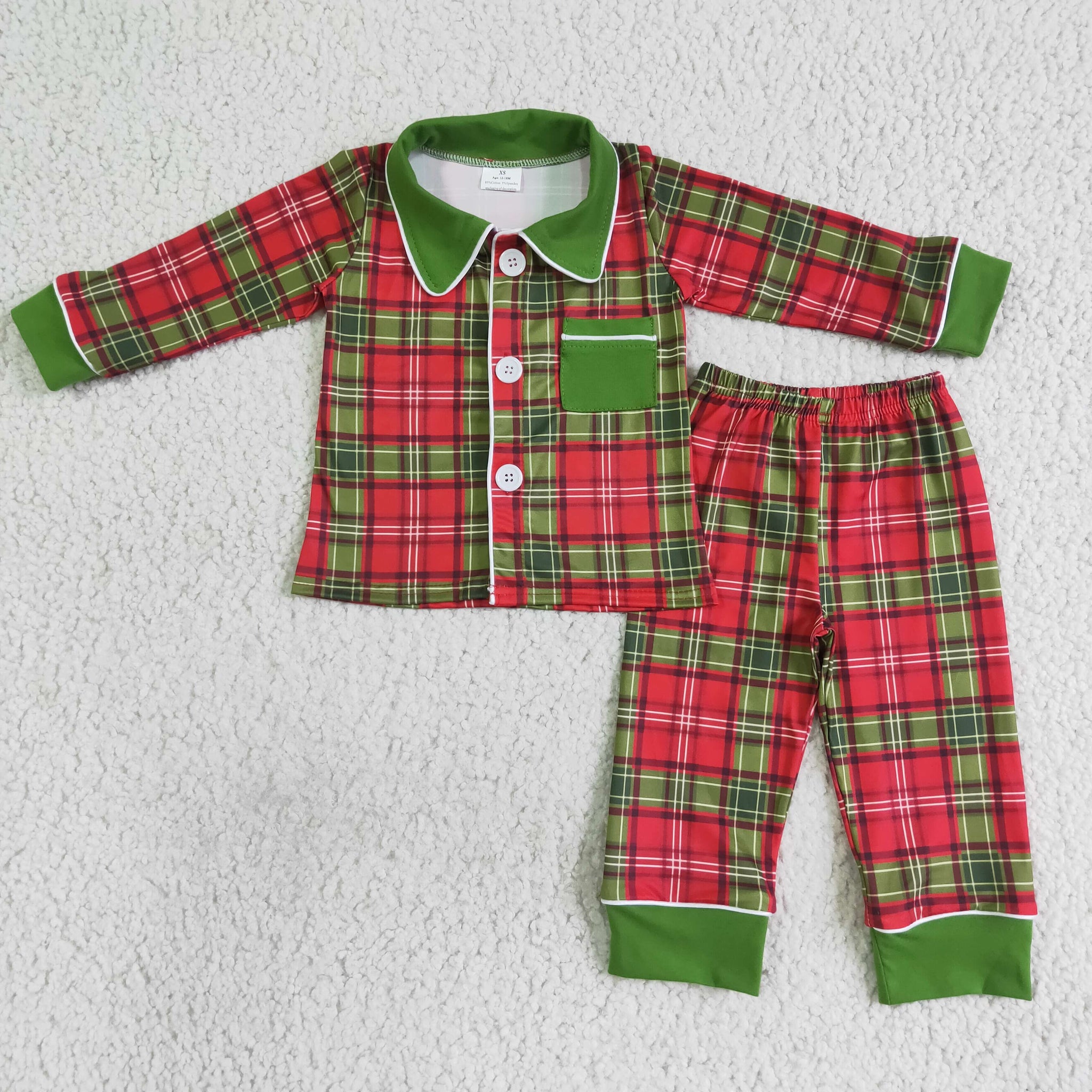BLP0049 sleepwear christmas pajamas boy plaid set