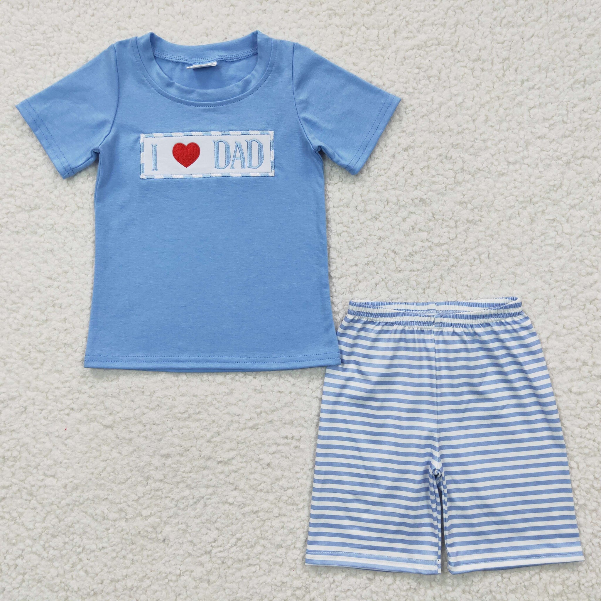 BSSO0172 baby boy clothes i  love dad father's day outfit blue summer shorts set