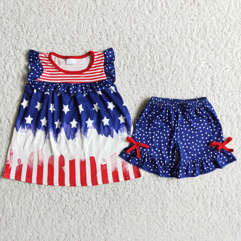 girl clothes star july 4th usa patriotic set