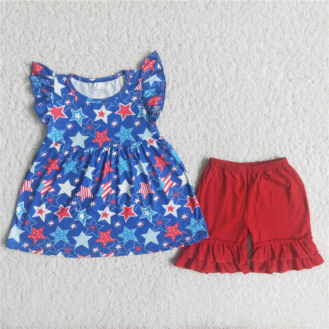 A15-21 girl clothes star july 4th patriotic set-promotion 2024.3.30 $5.5