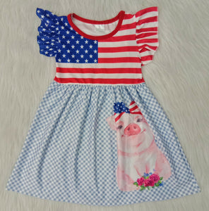 girl clothes flag july 4th pig patriotic flutter dress