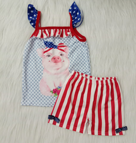 C4-11 baby girl clothes pig july 4th outfits