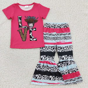 GSPO0371 baby girl clothes love cow fall spring outfits