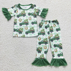 GSPO0287 kids clothes girls green lucky St. Patrick's Day outfits