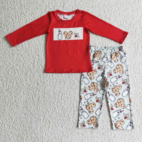 Kids matching christmas clothes red long sleeve set