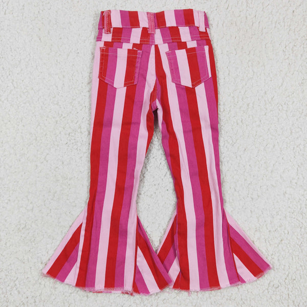 P0043 baby girl clothes pink stripe jeans bell bottom pants