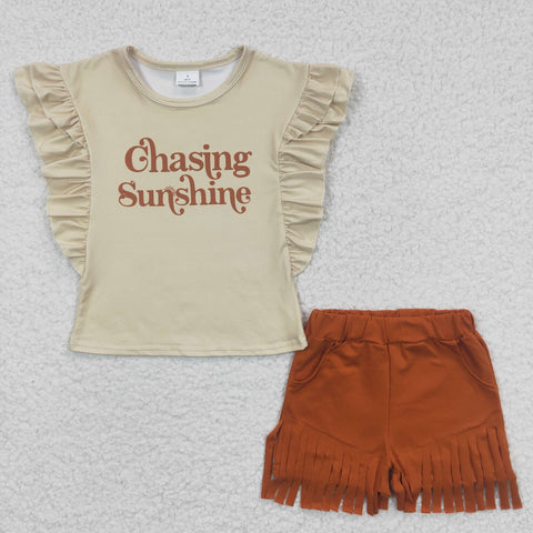 GSSO0213 toddler girl clothes tassel sunshine summer outfit