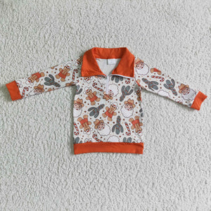 BT0068 baby boy clothes santa claus zipper shirt christmas clothes