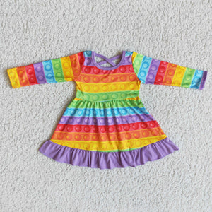 girl colorful toy purple winter long sleeve dress