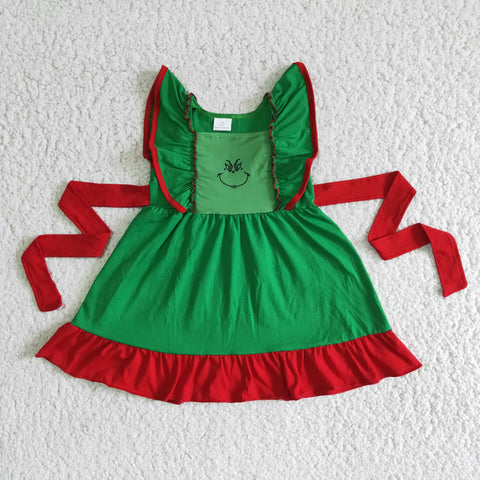 girl winter green christmas dress