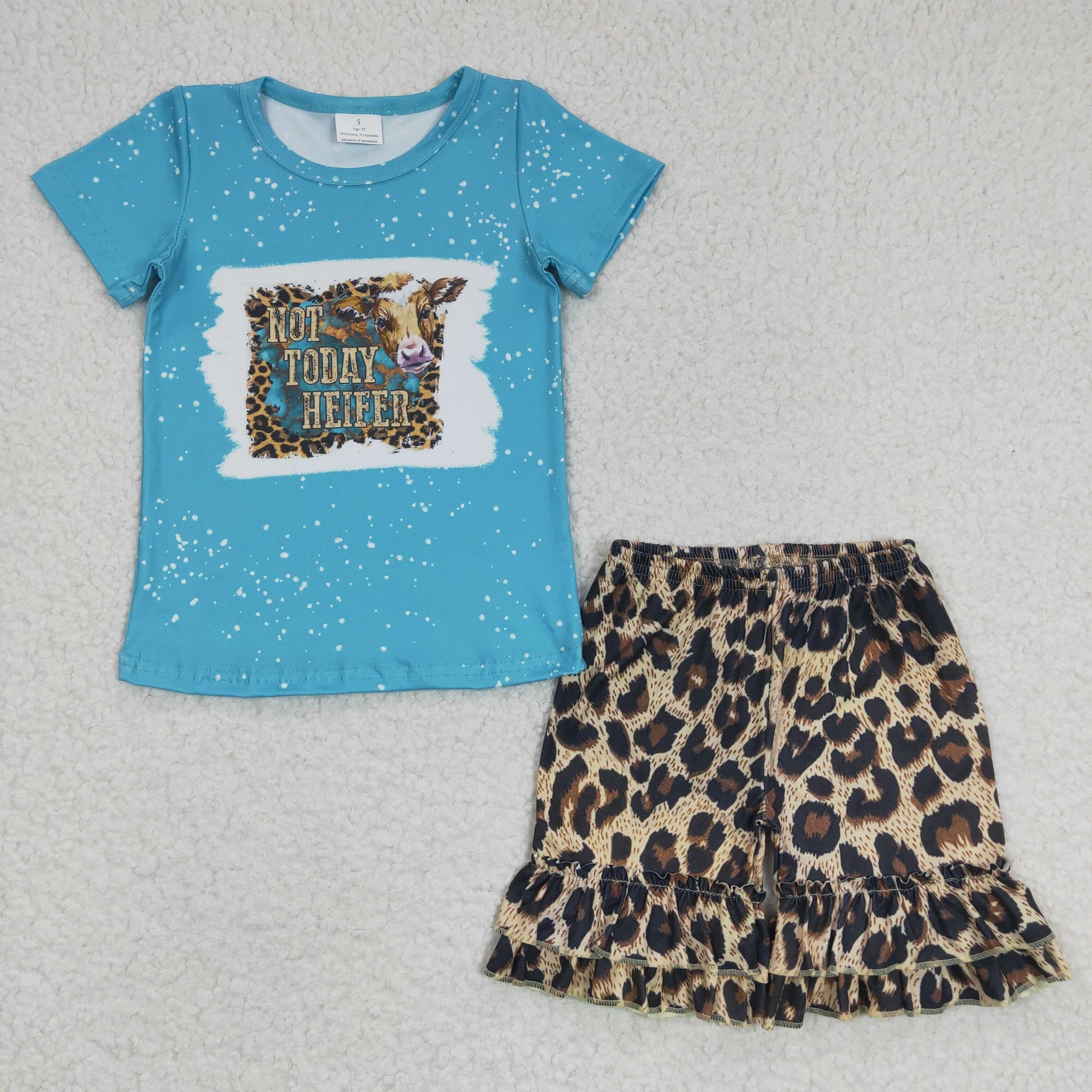 C5-16 baby girl clothes leopard cow summer shorts set