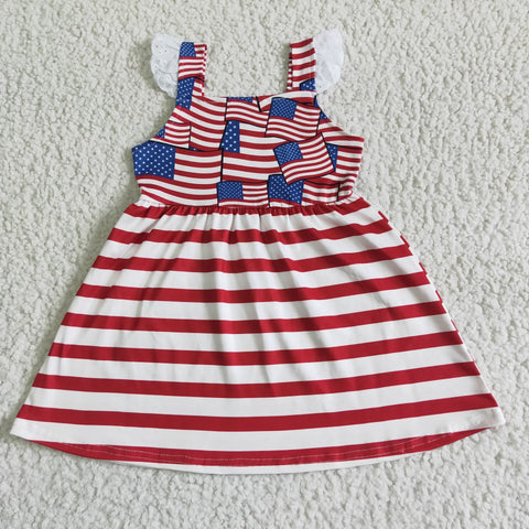 GSD0042 kids clothing girl flag july 4th Dress