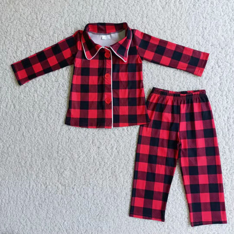 6 B8-24 baby boy clothes red plaid boy pajamas