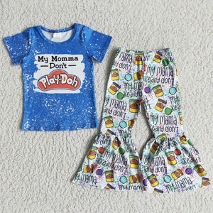 D11-3 baby girl clothes blue cartoon fall spring outfits