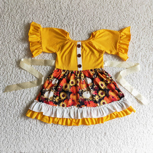GLD0144 toddler girl clothes orange pumpkin baby halloween costume
