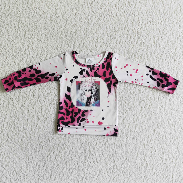 GLP0106 girl winter hot pink leopard set denim set