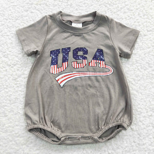SR0287 baby boy clothes USA July 4th patriotic romper
