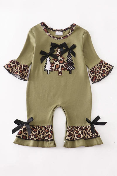 LR0166 baby girl clothes embroidery tree winter romper