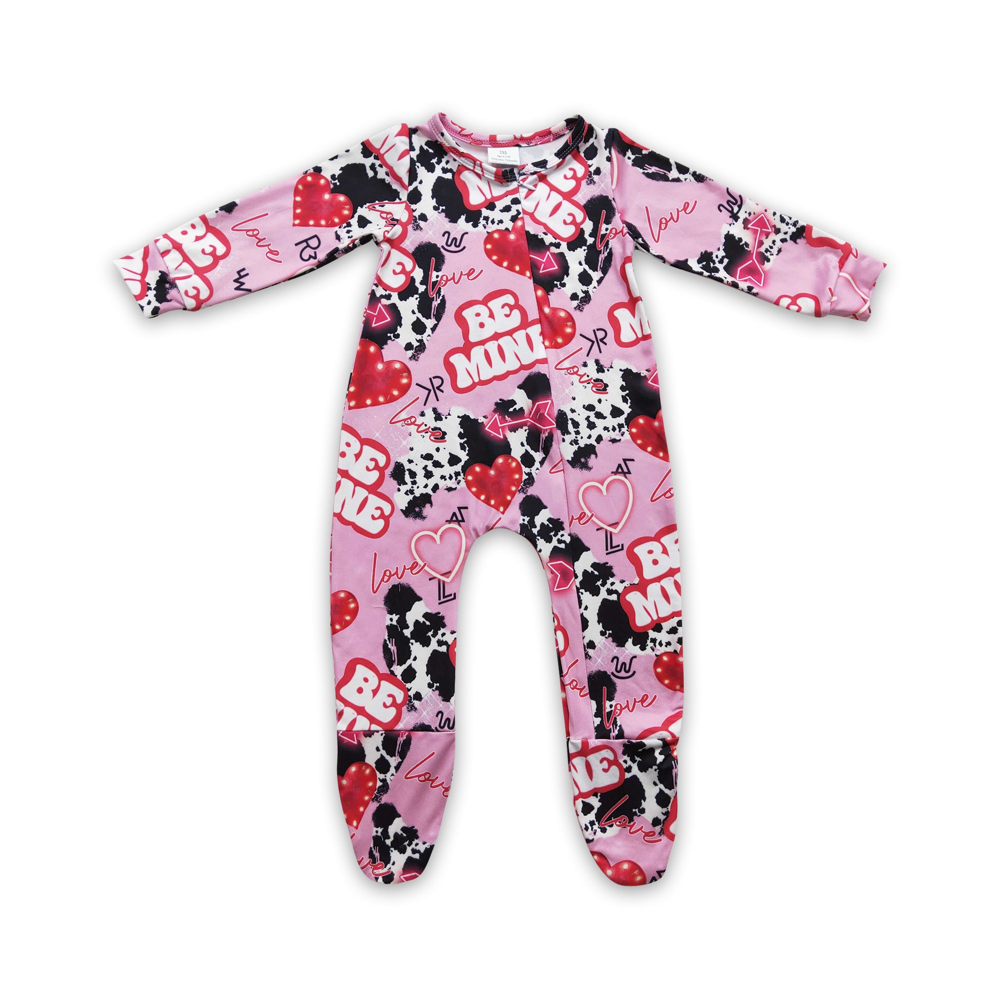 LR0235 baby girl clothes valentines day zipper romper