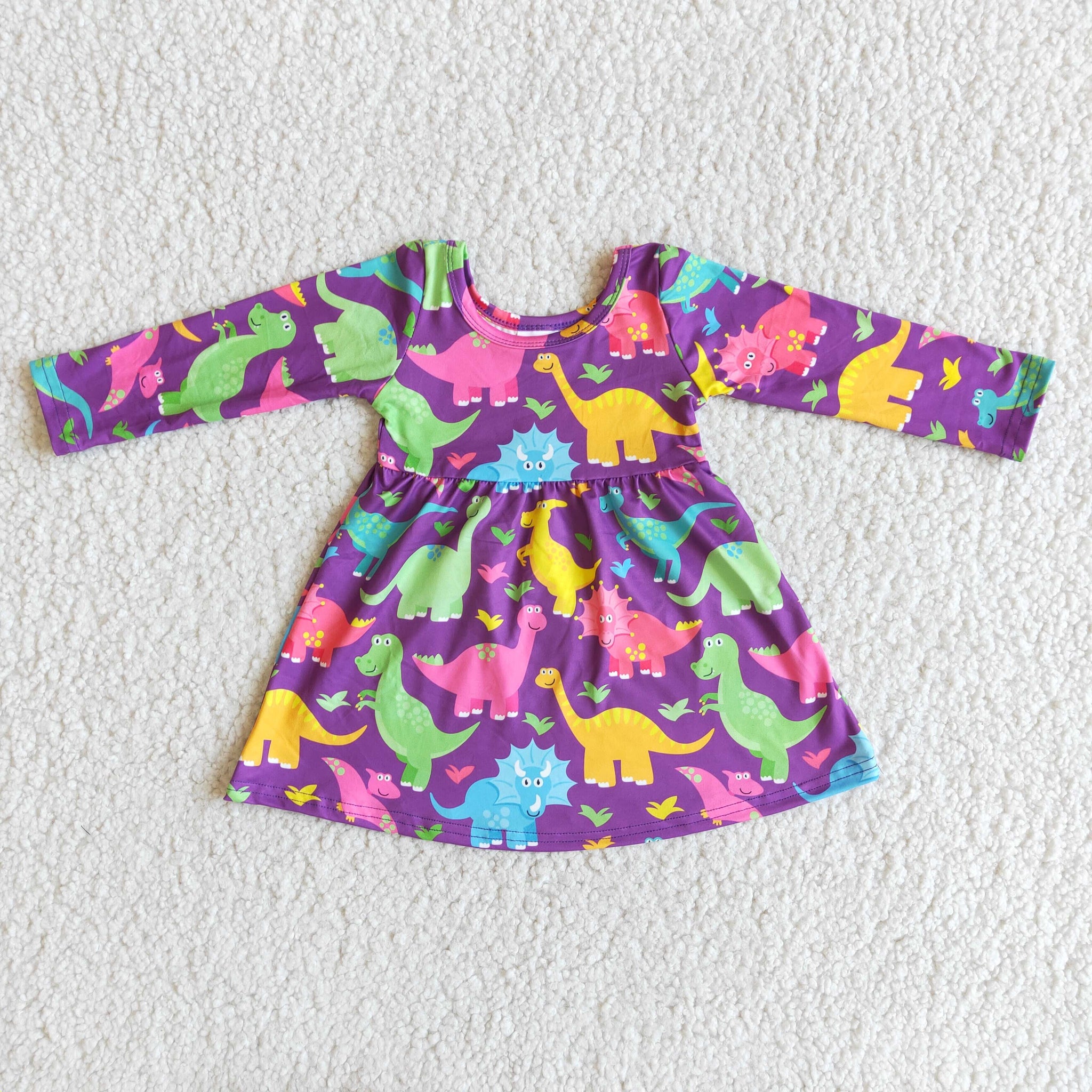 6 A3-4 girl cute colorful dinosaur winter long sleeve dress-promotion 2023.12.9